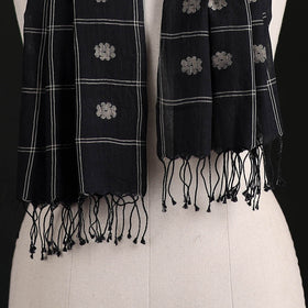 Phulia Jamdani Pure Handloom Cotton Stole with Tassels 10