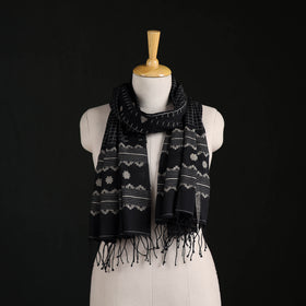 Phulia Jamdani Pure Handloom Cotton Stole with Tassels 1 1