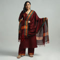 Maroon - Dharwad Cotton Kurta with Palazzo & Dupatta Set