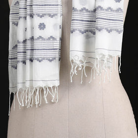 Phulia Jamdani Pure Handloom Cotton Stole with Tassels 12