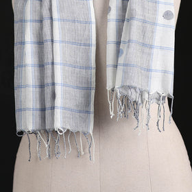 Phulia Jamdani Pure Handloom Cotton Stole with Tassels 13