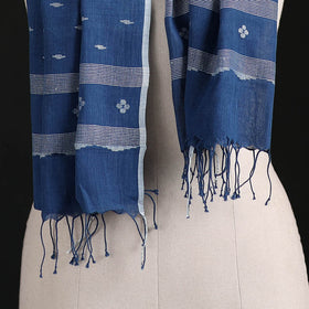Phulia Jamdani Pure Handloom Cotton Stole with Tassels 14