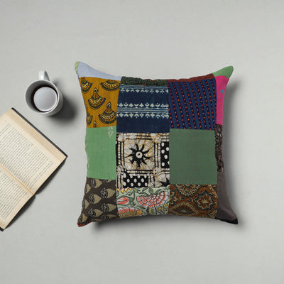 Multicolor - handcrafted cotton patchwork cushion cover 08