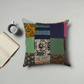 Multicolor - handcrafted cotton patchwork cushion cover 08
