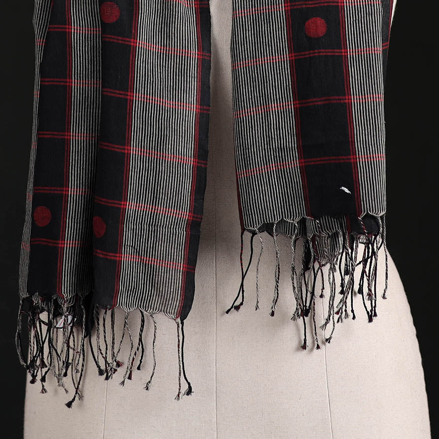 Phulia Jamdani Pure Handloom Cotton Stole with Tassels 17
