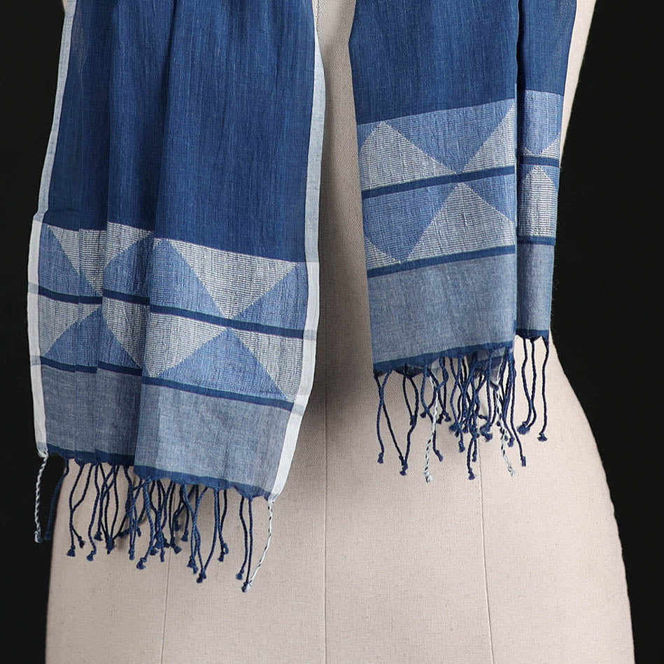 Phulia Jamdani Pure Handloom Cotton Stole with Tassels 18