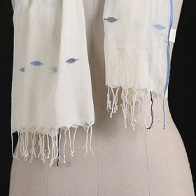 Phulia Jamdani Pure Handloom Cotton Stole with Tassels 19