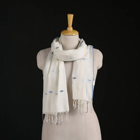 Phulia Jamdani Pure Handloom Cotton Stole with Tassels 19