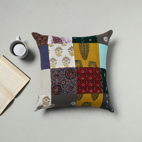 Buy Multicolor Handcrafted Cotton Patchwork Cushion Cover