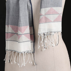 Phulia Jamdani Pure Handloom Cotton Stole with Tassels 21