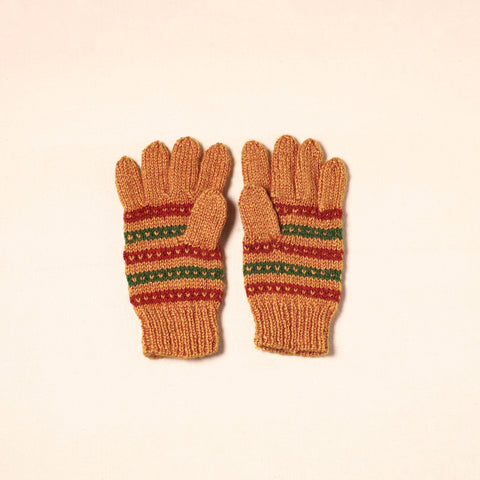Orange Kumaun Hand Knitted Woollen Hand Gloves (Adult)