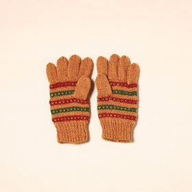 Orange Kumaun Hand Knitted Woollen Hand Gloves (Adult)