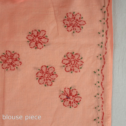 Orange - Lucknow Chikankari Hand Embroidery Cotton Saree 56