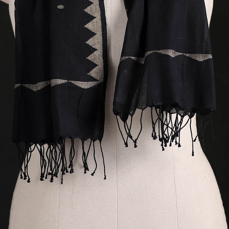 Phulia Jamdani Pure Handloom Cotton Stole with Tassels 23