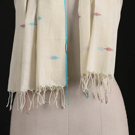 Phulia Jamdani Pure Handloom Cotton Stole with Tassels 24
