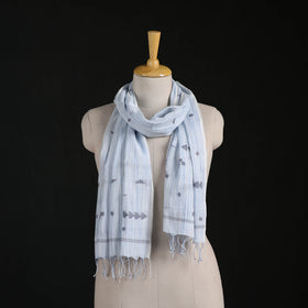 Phulia Jamdani Pure Handloom Cotton Stole with Tassels 25