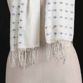 Phulia Jamdani Pure Handloom Cotton Stole with Tassels 26