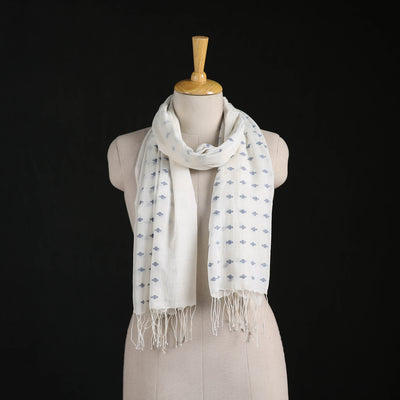 Phulia Jamdani Pure Handloom Cotton Stole with Tassels 26