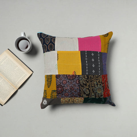 Multicolor - handcrafted cotton patchwork cushion cover 16