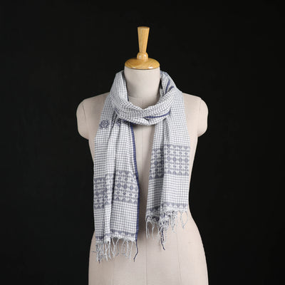 Phulia Jamdani Pure Handloom Cotton Stole with Tassels 27