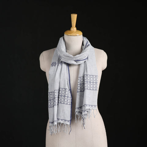 Phulia Jamdani Pure Handloom Cotton Stole with Tassels 27