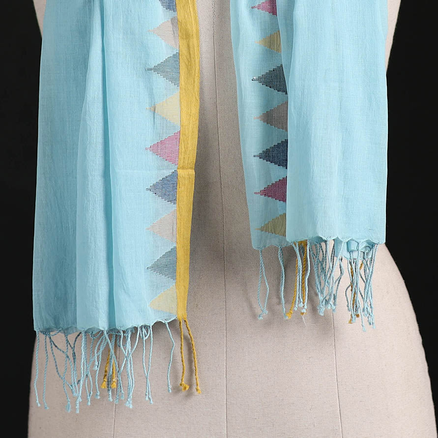 Phulia Jamdani Pure Handloom Cotton Stole with Tassels 28