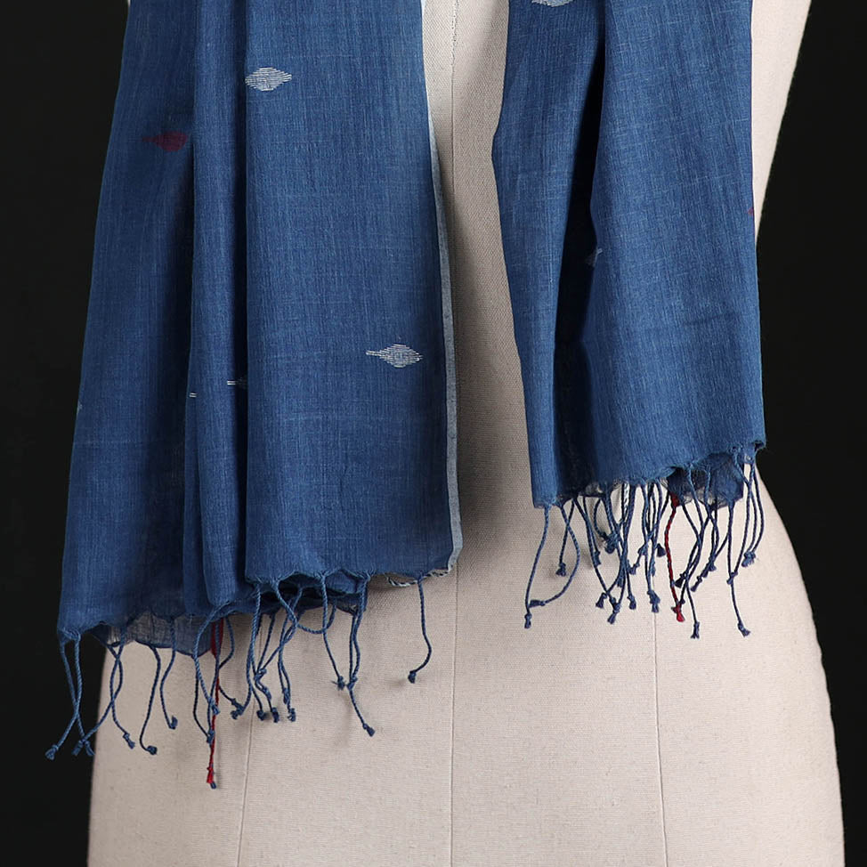 Phulia Jamdani Pure Handloom Cotton Stole with Tassels 29