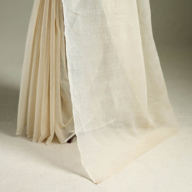 Beige - Nazaakat Kota Doria Cotton Plain Saree with Blouse & Jewellery Set 70