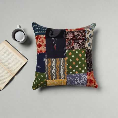 Multicolor - handcrafted cotton patchwork cushion cover 18