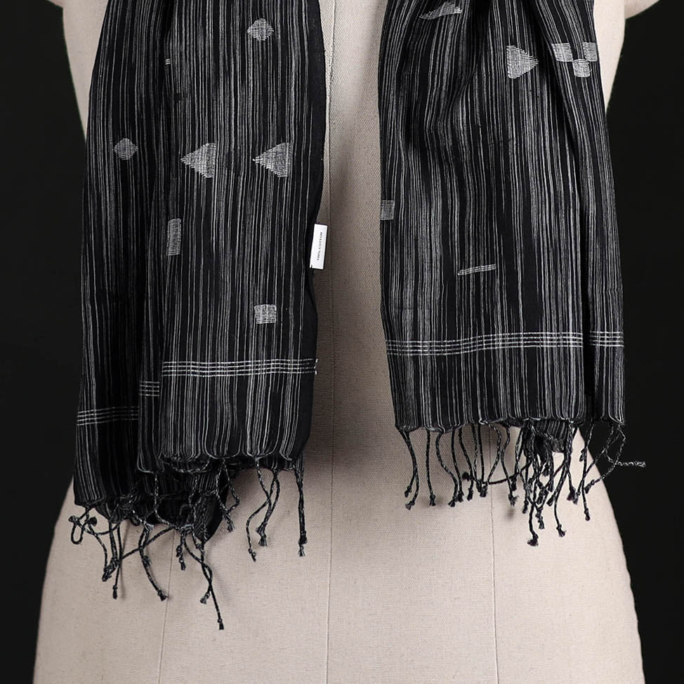 Phulia Jamdani Pure Handloom Cotton Stole with Tassels 31