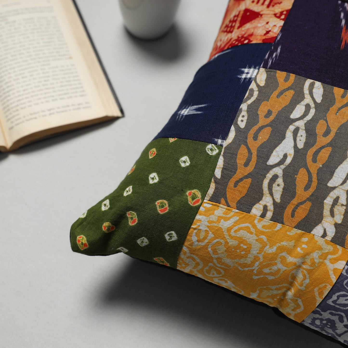 Multicolor - handcrafted cotton patchwork cushion cover 18