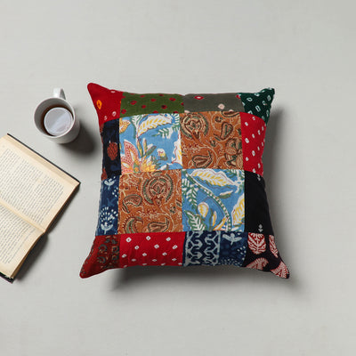 Handcrafted Cotton Patchwork Cushion Cover (16 x 16 in) 13