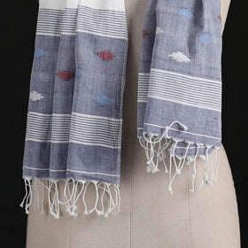 Phulia Jamdani Pure Handloom Cotton Stole with Tassels 33