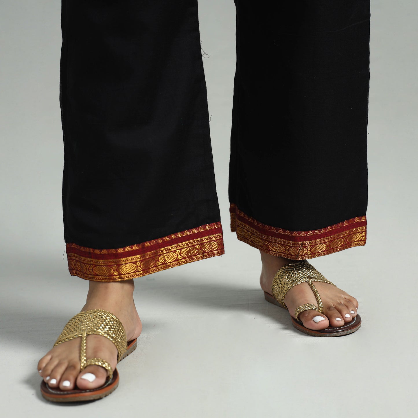 Black - Dharwad Cotton Kurta with Palazzo & Dupatta Set
