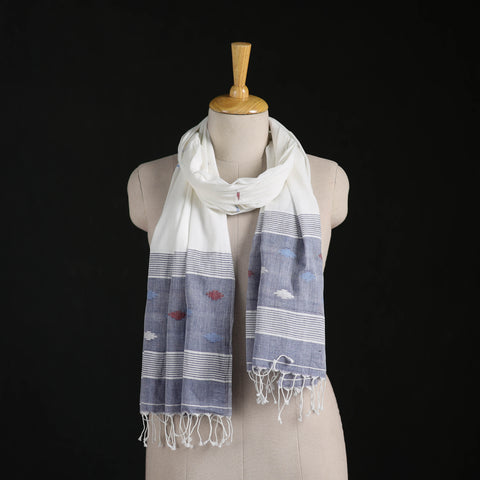 Phulia Jamdani Pure Handloom Cotton Stole with Tassels 33