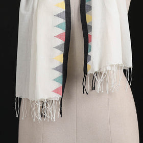 Phulia Jamdani Pure Handloom Cotton Stole with Tassels 35
