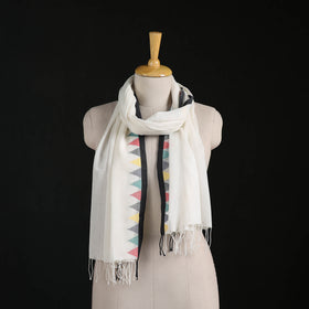 Phulia Jamdani Pure Handloom Cotton Stole with Tassels 35