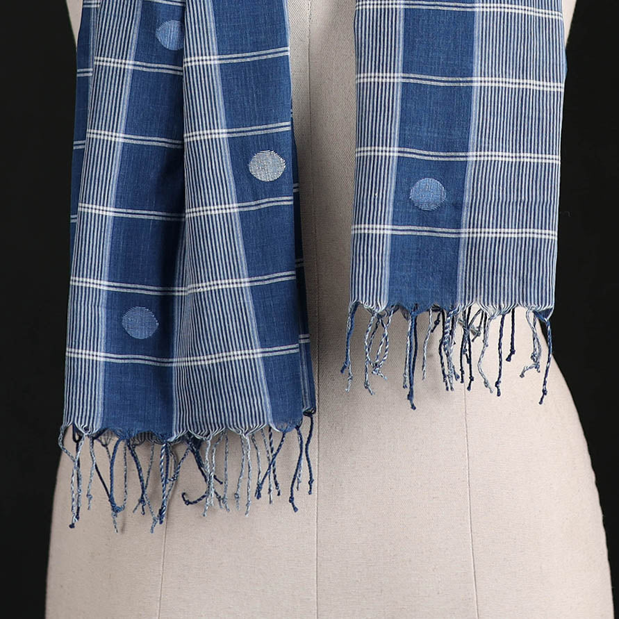 Phulia Jamdani Pure Handloom Cotton Stole with Tassels 36