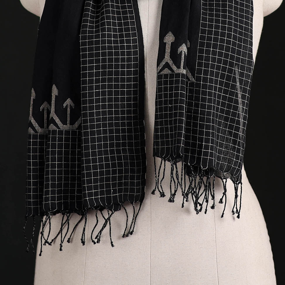 Phulia Jamdani Pure Handloom Cotton Stole with Tassels 39