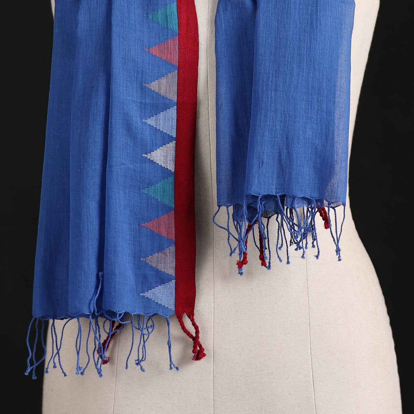 Phulia Jamdani Pure Handloom Cotton Stole with Tassels 40