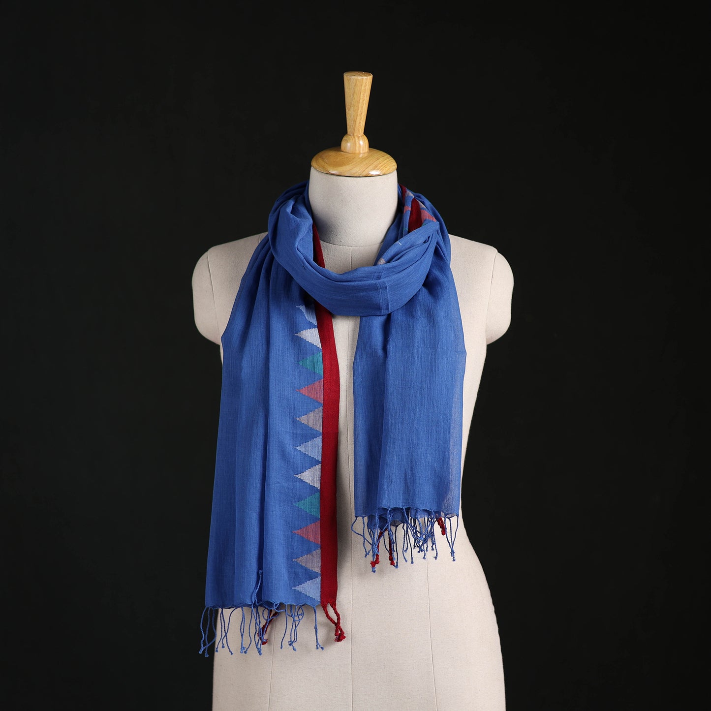 Phulia Jamdani Pure Handloom Cotton Stole with Tassels 40