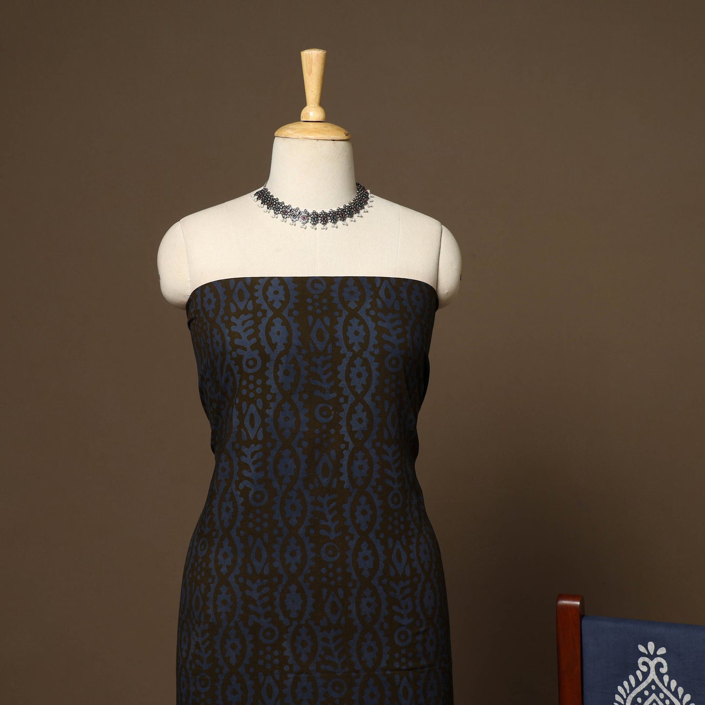 Blue - 3pc cotton unstitched hand batik dress material 10