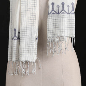 Phulia Jamdani Pure Handloom Cotton Stole with Tassels 42