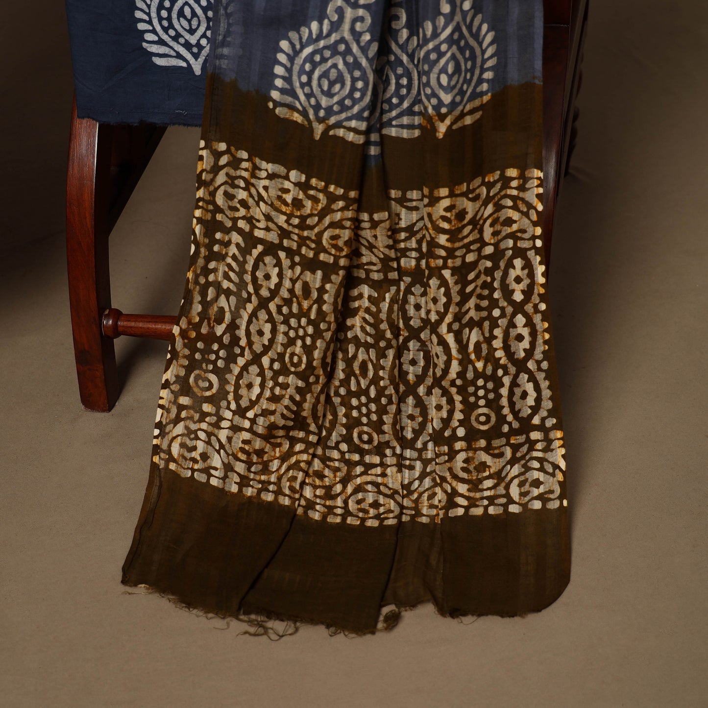 Blue - 3pc cotton unstitched hand batik dress material 10