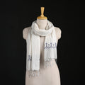 Phulia Jamdani Pure Handloom Cotton Stole with Tassels 42