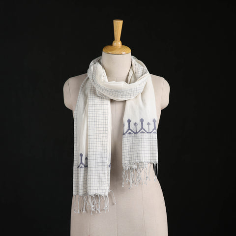 Phulia Jamdani Pure Handloom Cotton Stole with Tassels 42