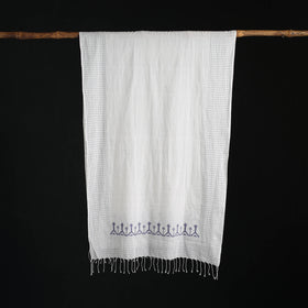 Phulia Jamdani Pure Handloom Cotton Stole with Tassels 42