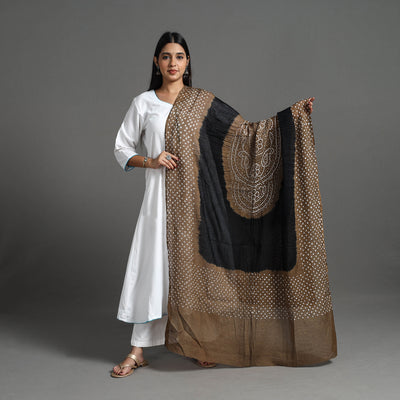 Brown - Kutch Tie-Dye Cotton Bandhani Dupatta 02