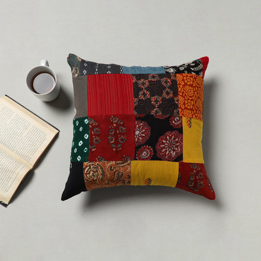 Handcrafted Cotton Patchwork Cushion Cover (16 x 16 in) 16