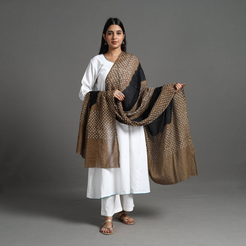 Brown - Kutch Tie-Dye Cotton Bandhani Dupatta 02